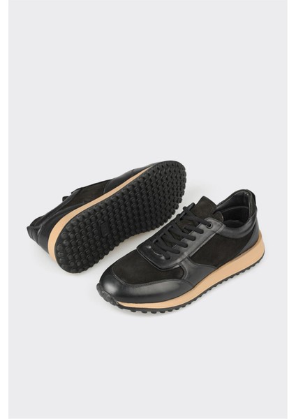 Siyah Deri Erkek Spor Ayakkabı modelleri