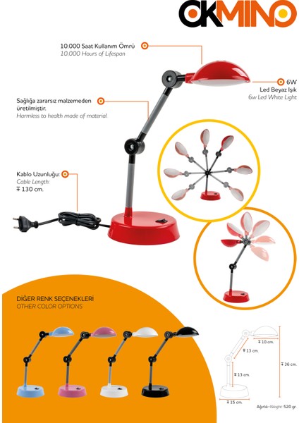 Led'li Akrobat Masa Lambası