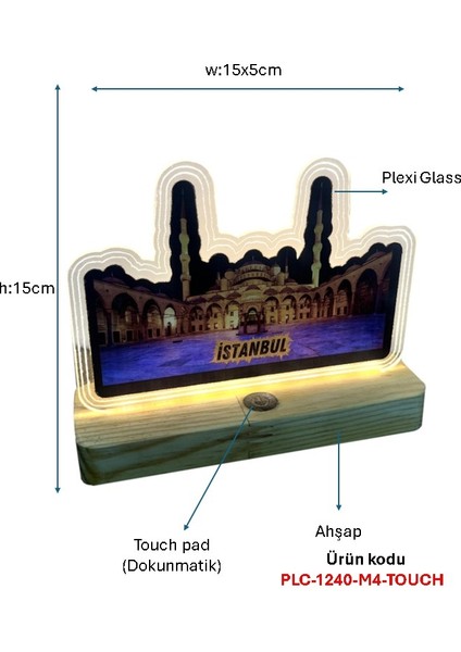Ahşap Dokunmatik Işıklı Modern Masa Aydınlatması Plc-1240-M4-Touch