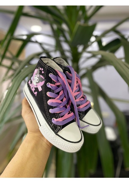 Kolila Baskılı Siyah Uzun Keten Spor Ayakkabı fiyatları