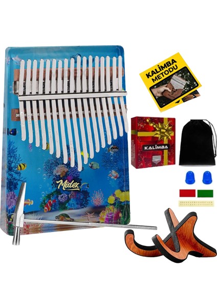 KLX-640-PAK Okyanus Cam Kalimba 17 Tuşlu Full Set