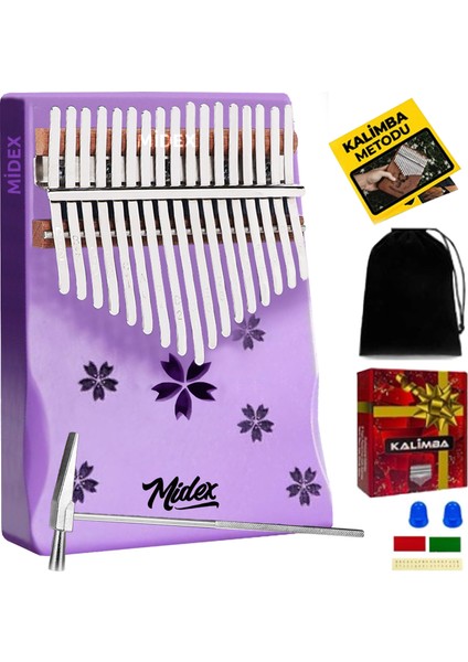 KLX-870 Mor Ahşap Kalimba 17 Tuşlu Full Set