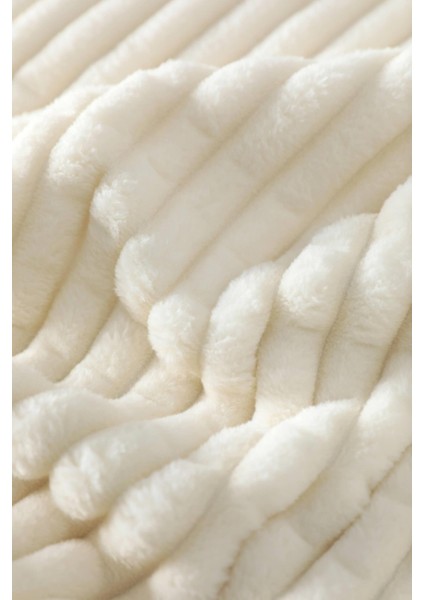 Merinos Modern Line 2 Parça Tek Kişilik Battaniye Seti - Ekru