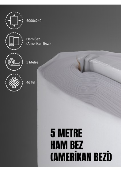 %100 Pamuk 46 Tel Amerikan Bezi Ham Bez Punch Kumaş - Beyaz 500x2