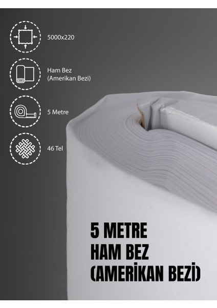 %100 Pamuk 46 Tel Amerikan Bezi Ham Bez Punch Kumaş - Beyaz 500x2