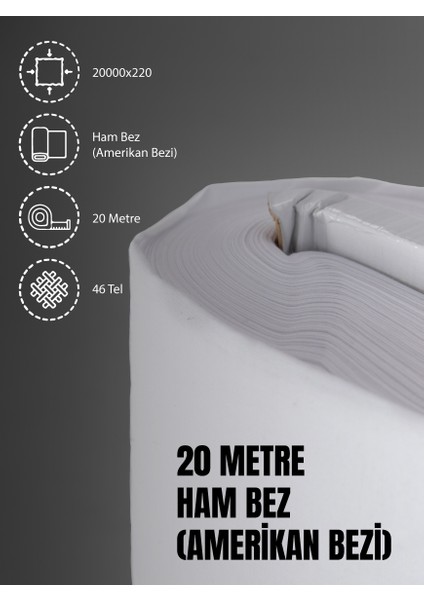 %100 Pamuk 46 Tel Amerikan Bezi Ham Bez Punch Kumaş - Beyaz 2000x