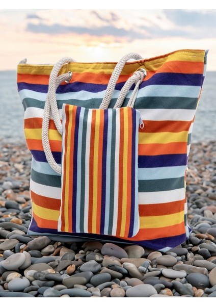 Cüzdan Hediyeli Kadın Plaj Çantası - Renkli indirimleri