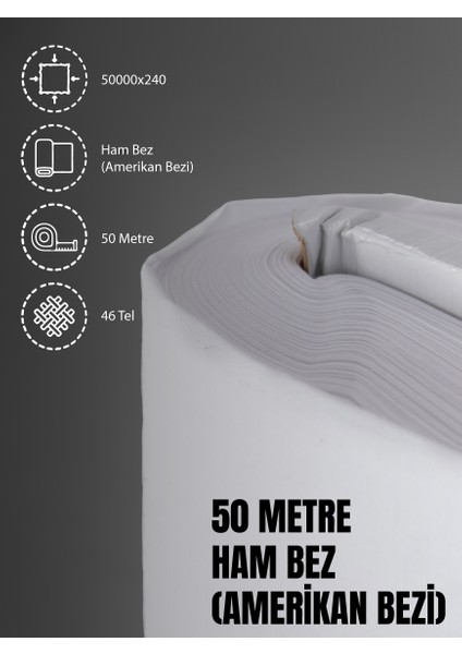 %100 Pamuk 46 Tel Amerikan Bezi Ham Bez Punch Kumaş - Beyaz 5000x