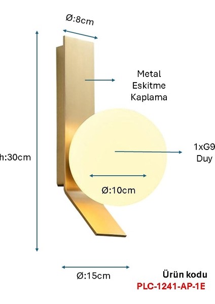 Eskitme Kaplamalı Modern Aplik PLC-1241-AP-1E