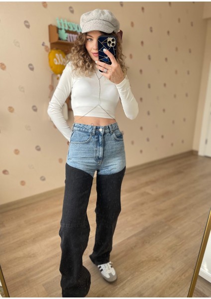Mavi Füme Çift Renkli Jean