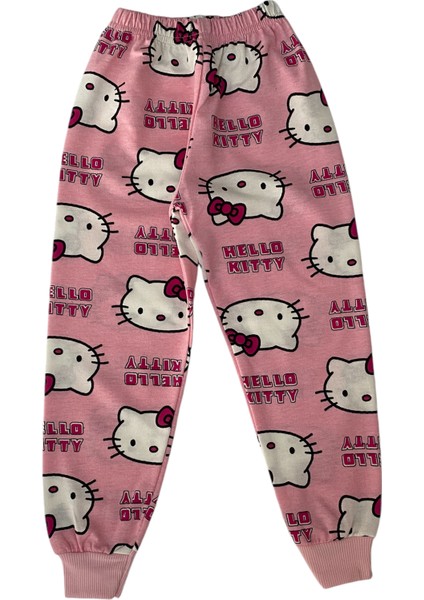 Kız Çocuk Pamuklu Pembe Hello Kitty Desen Pijama Takımı
