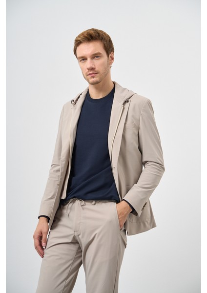 Erkek Bej Polyamide Torba Cep Kapüşonlu Slim Fit Mono Yaka Spor Takım Elbise fiyatları