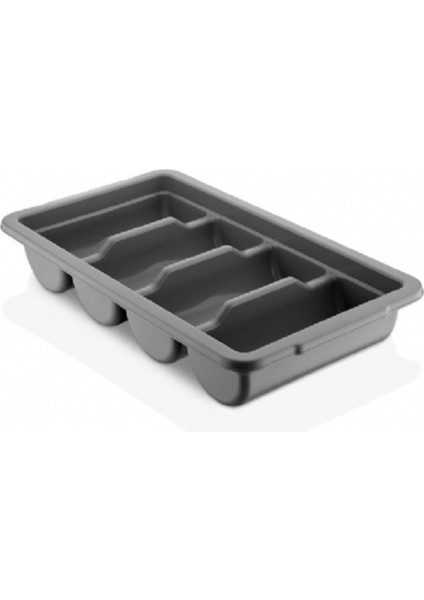 4 Bölmeli Kapaklı Kaşıklık, Gri ( Kapak Dahil 2li Set )