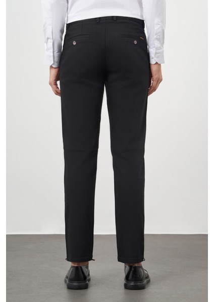 Erkek Siyah Chino Dynamik Fit Pantolon