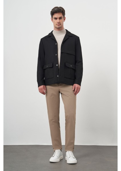 Erkek Siyah Yünlü Worker Ceket fırsatları