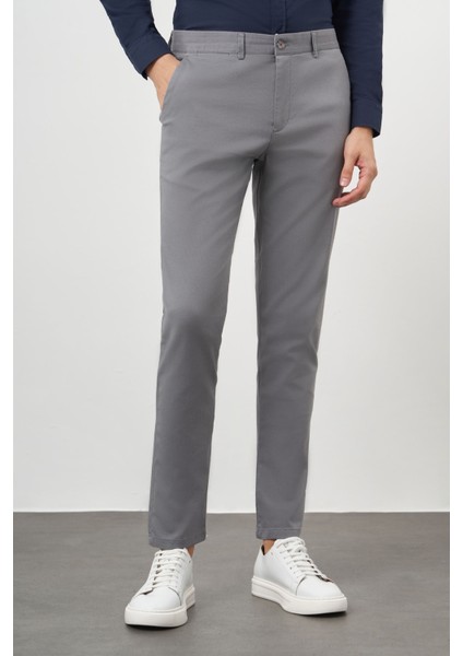 Erkek Gri Chino Slim Fit Pantolon