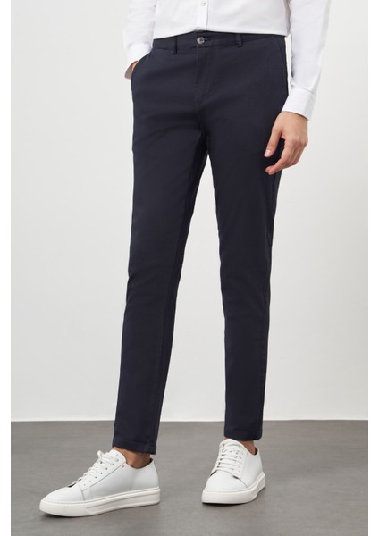 Erkek Lacivert Chino Slim Fit Pantolon fırsatları