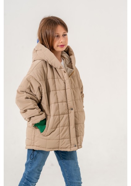 Kız Çocuk Kapşonlu Kare Kapitoneli Mont fiyatları
