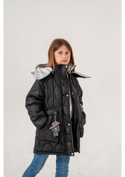 Kız Çocuk Kapşonu Çıkarılabilir Ayıcıklı Şişme Mont fiyatları