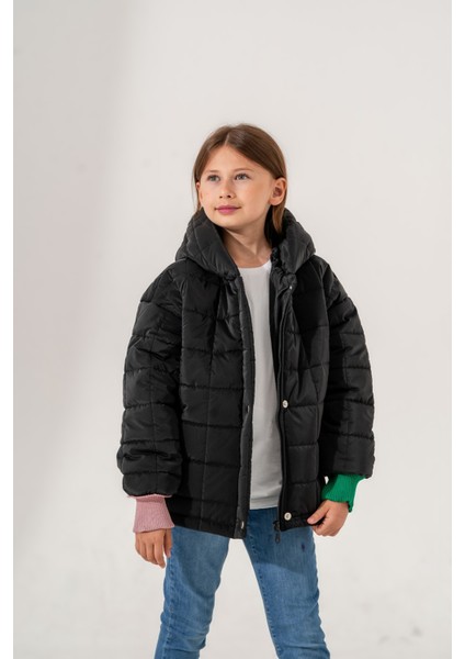 Kız Çocuk Kapüşonlu Kare Kapitoneli Mont fiyatları