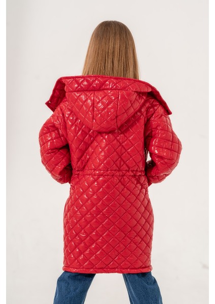 Kız Çocuk Çiçekli Ön Cepli Parlak Mont modelleri