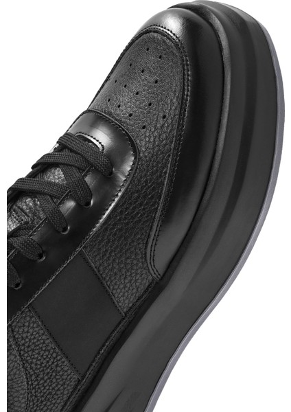 Erkek Siyah Bağcıklı Deri Sneaker 24Wfd611214