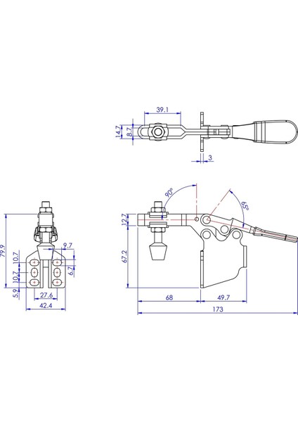 Goodhand GH-225-DSM Yatay Geçişli Kelepçe Yan Montaj | 227 kg Kapasiteli Kelepçe - Ahşap ve Metal Iş fiyatları