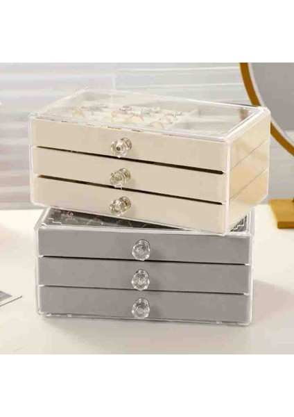 Modern 3 Çekmeceli Takı Bijuteri Mücevher Kutusu Organizer Düzenleyici indirimleri