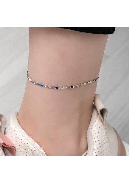 925 Ayar Gümüş Renkli Mineli Halhal