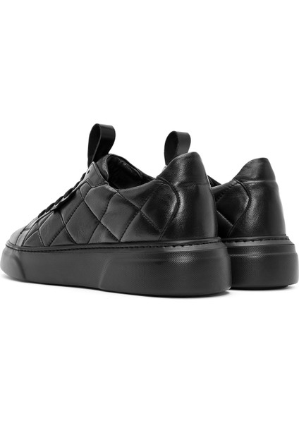 Erkek Siyah Bağcıklı Kroko Desenli Deri Sneaker 24Wfd730618