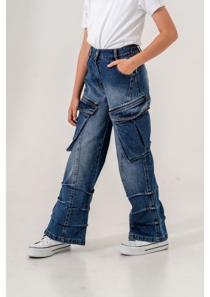 Kiz Çocuk Cep Detayli Pi?leli? Kot Pantolon fiyatları