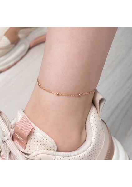 925 Ayar Gümüş Rose Top Zincir Halhal