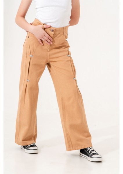 Kız Çocuk Önü Ponterezli Keten Pantolon fiyatları