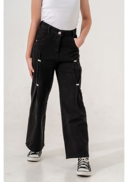 Kız Çocuk Önü Ponterezli Keten Pantolon fiyatları