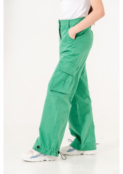 Kız Çocuk Paçası Lastikli Kargo Cepli Keten Pantolon fiyatları