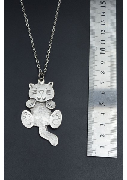 Kedi Gümüş Kaplama Unisex Düz Zincir Kolye kod 832 fırsatları