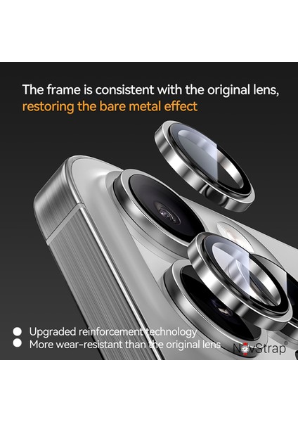 iPhone 16 Pro Max / 16 Pro ile Uyumlu Kamera Koruma Lens Koruyucu Cam Uygulama Aparatlı