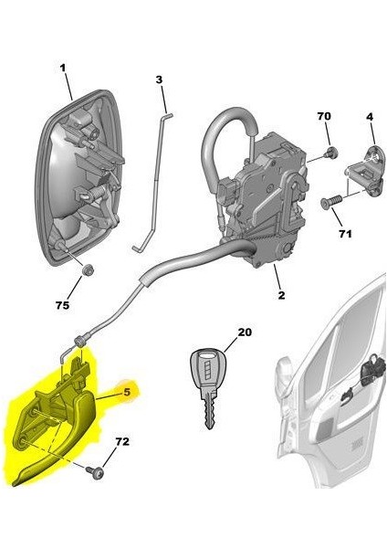 Fiat Ducato Ön Kapi Kolu Iç (2001-2023) 2.2, 3.0, 2.3 Dcı, 2.0 Jtd, 2.3 Jtd CM00088