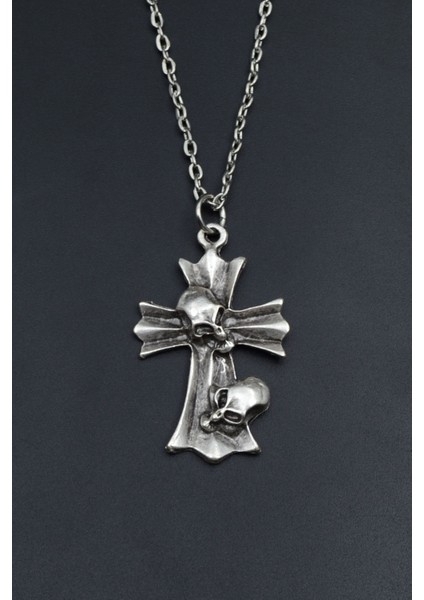 Kuru Kafa Haç Gümüş Kaplama Unisex Düz Zincir Kolye kod 829 fiyatları