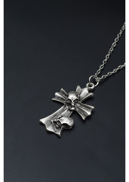 Kuru Kafa Haç Gümüş Kaplama Unisex Düz Zincir Kolye kod 829 modelleri