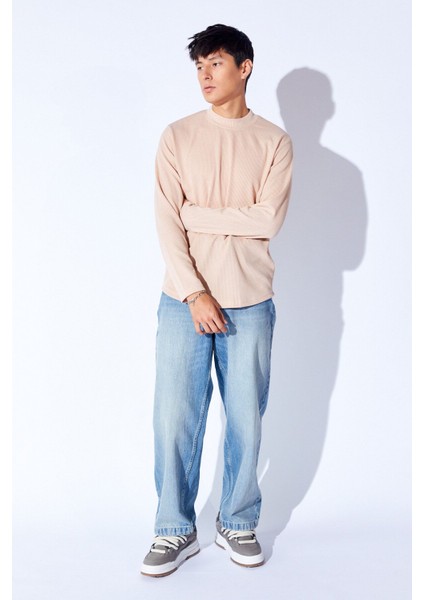 Taş Bisiklet Yaka Jakarlı Dokulu Kumaş Slim Fit Basic Uzun Kol Erkek Tshirt | EE1000229954 modelleri