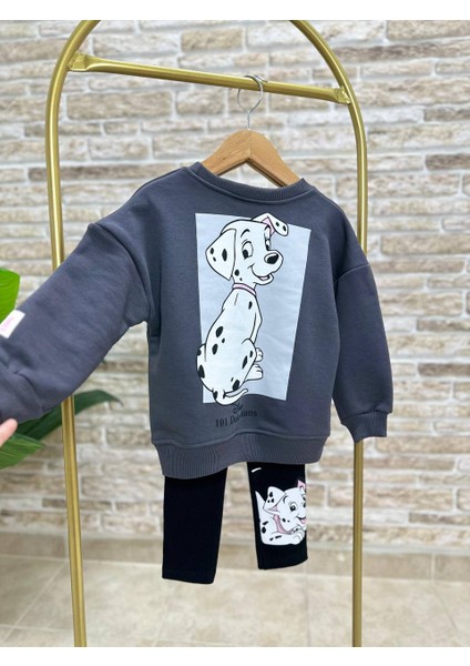Yeni Sezon Kız Çocuk 101 Dalmaçya Baskılı Pamuklu Alt-Üst Fitilli Taytlı Takım modelleri