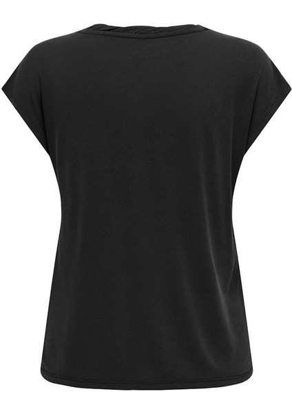 ONLHANNAH S/S V-NECK TOP Siyah Kadın Kısa Kol T-Shirt modelleri