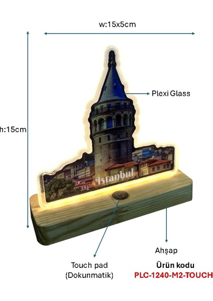 Ahşap Dokunmatik Işıklı Modern Masa Aydınlatması Plc-1240-M2-Touch