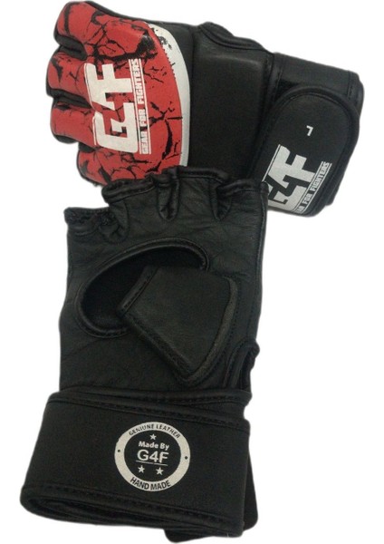 G4F Mma Gloves Gerçek Deri Eldiven Kırmızı/siyah GF030 S Beden