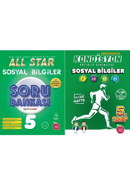 - 5. Sınıf All Star Sosyal Bilgiler Soru Bankası + Kondisyon Sosyal Bilgiler Deneme 37 Hafta 2'li Set