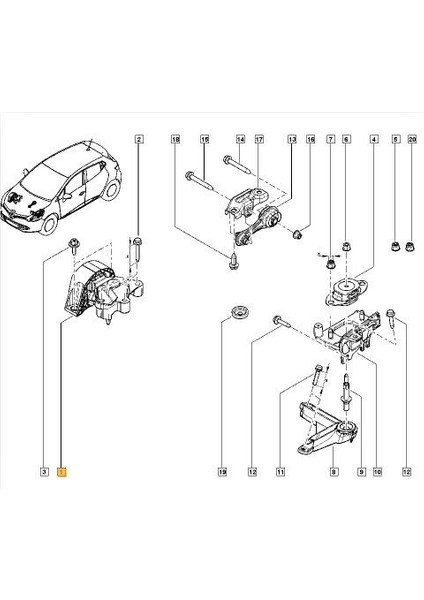 Dacia Lodgy Motor Takoz Sağ (2013-2018) 1.2 113755998R