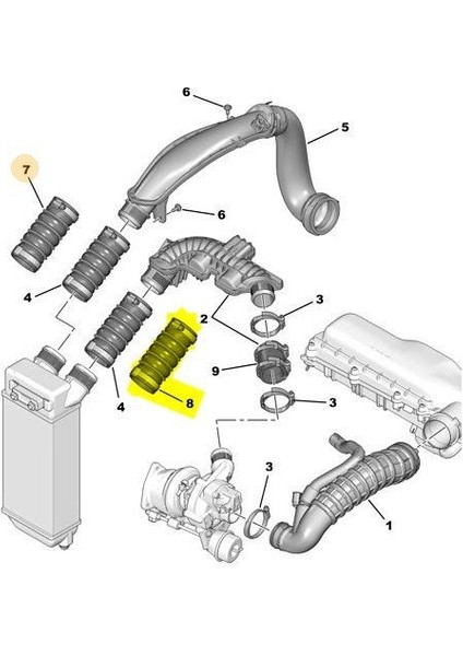 Citroen Ds4 Turbo Radyatör Hortumu (2011-2016) 1.6 L Thp CM00048