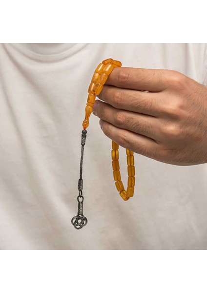 Gümüş Kazaz Püsküllü Sıkma Kehribar Tesbih fiyatları