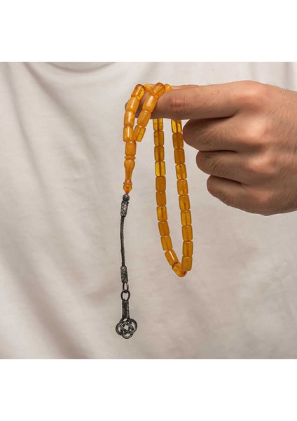 Gümüş Kazaz Püsküllü Sıkma Kehribar Tesbih fırsatları